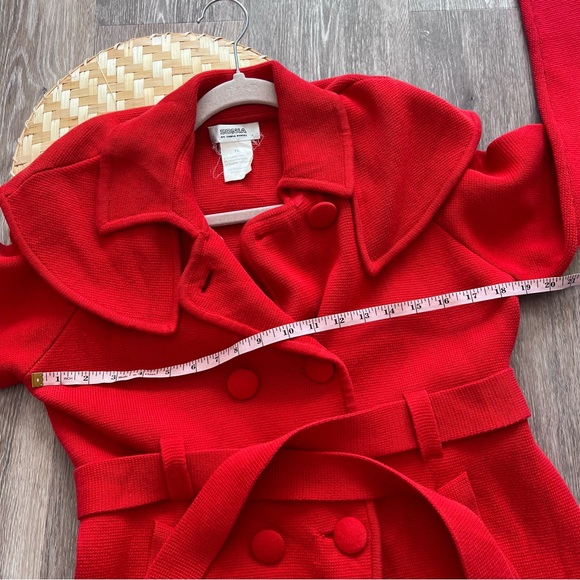 Sonia rykiel red cotton double breasted waist tie coat - Picture 5 of 7